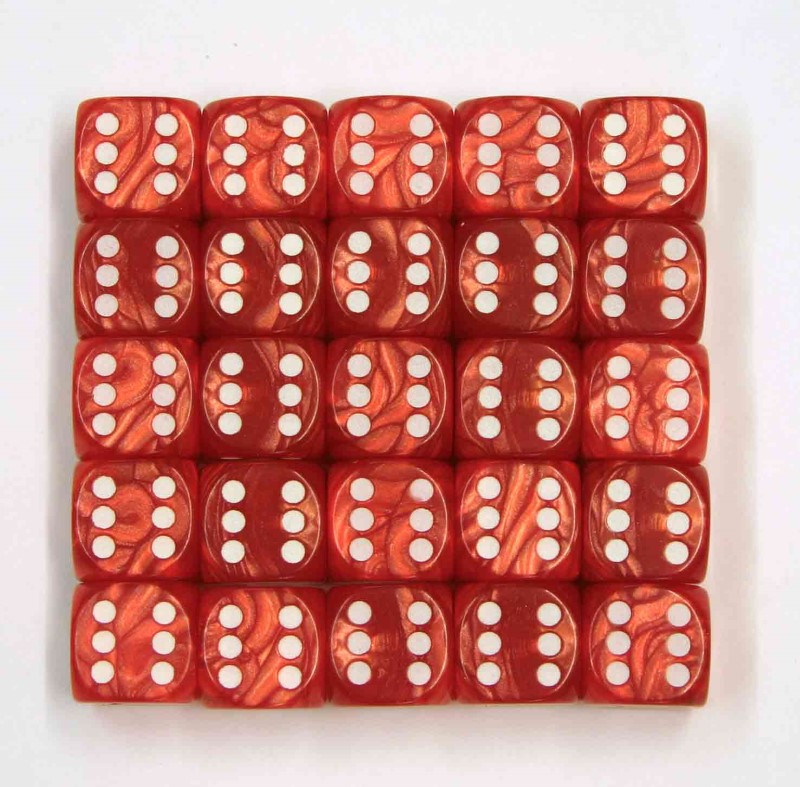 14mm Pearl Spot Dice - Pack of 25 Red